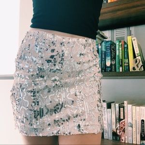 New Year’s Sequin blush mini skirt